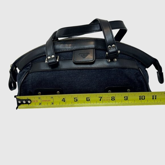 Roxy Womens Blue Denim & Black Faux Leather Handbag  Dual Handles & Zip Closure - Picture 8 of 10